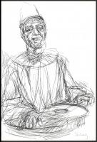 Schey jelzéssel: Alakok, 2 db. Tus, papír, utólagos jelzéssel, 31×21 cm