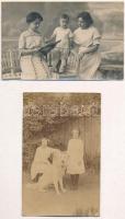 48 db RÉGI családi fotó képeslap, vegyes minőség / 48 pre-1945 family photo postcards, mixed quality