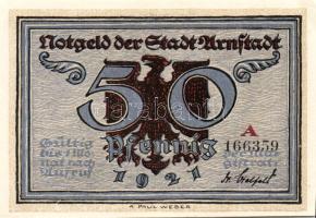 Német Birodalom/Weimari Köztársaság/ Arnstadt 1921. 50Pf(6x) 6klf db, teljes sor T:I