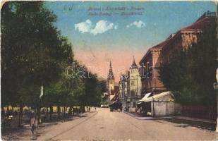 Brassó, Kronstadt, Brasov; Rudolfsring / Rezső körút / street view (ragasztónyom / glue marks)