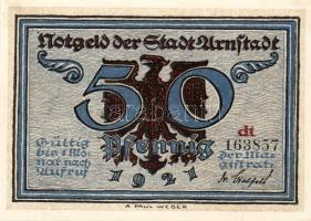 Német Birodalom/Weimari Köztársaság/ Arnstadt 1921. 50Pf(6x) 6klf db, teljes sor T:I