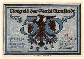 Német Birodalom/Weimari Köztársaság/ Arnstadt 1921. 50Pf(6x) 6klf db, teljes sor T:I