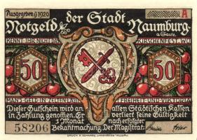 Német Birodalom/Weimari Köztársaság/ Naumburg 1920. 50Pf(12x) 12klf db, teljes sor T:I