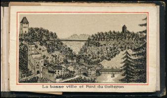 cca 1890 Fribourg leporello, lapok kijárnak, 8×12 cm