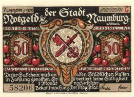 Német Birodalom/Weimari Köztársaság/ Naumburg 1920. 50Pf(12x) 12klf db, teljes sor T:I