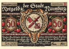 Német Birodalom/Weimari Köztársaság/ Naumburg 1920. 50Pf(12x) 12klf db, teljes sor T:I