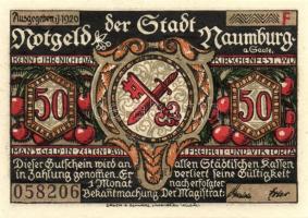 Német Birodalom/Weimari Köztársaság/ Naumburg 1920. 50Pf(12x) 12klf db, teljes sor T:I