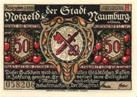 Német Birodalom/Weimari Köztársaság/ Naumburg 1920. 50Pf(12x) 12klf db, teljes sor T:I