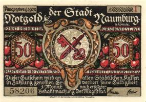 Német Birodalom/Weimari Köztársaság/ Naumburg 1920. 50Pf(12x) 12klf db, teljes sor T:I