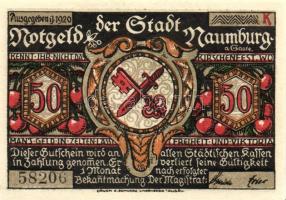 Német Birodalom/Weimari Köztársaság/ Naumburg 1920. 50Pf(12x) 12klf db, teljes sor T:I