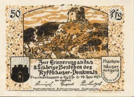 Német Birodalom/Weimari Köztársaság/ Frankenhausen 1921. 50Pf(6x) 6klf db, teljes sor T:I