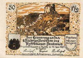 Német Birodalom/Weimari Köztársaság/ Frankenhausen 1921. 50Pf(6x) 6klf db, teljes sor T:I