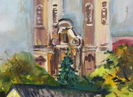 Erdős László (1921-1999): Tihany. Olaj, farost. Jelzett. 72x48 cm Keretben