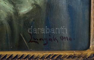 Lunyák Ottó (?-?): Fekvő akt. Olaj, farost. Jelzett. Keretben. 51x98 cm