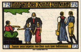 Német Birodalom/Weimari Köztársaság/ Pössneck 1921. 25Pf(3x) + 50Pf(3x) + 75Pf(4x) összesen 10klf db, teljes sor T:I