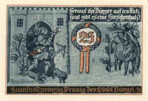 Német Birodalom/Weimari Köztársaság/ Bürgel 1921. 25Pf(2x) + 50Pf(2x) + 75Pf(2x) 6klf db, teljes sor T:I