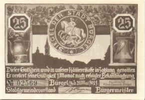 Német Birodalom/Weimari Köztársaság/ Bürgel 1921. 25Pf(2x) + 50Pf(2x) + 75Pf(2x) 6klf db, teljes sor...