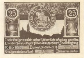 Német Birodalom/Weimari Köztársaság/ Bürgel 1921. 25Pf(2x) + 50Pf(2x) + 75Pf(2x) 6klf db, teljes sor...