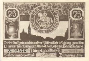 Német Birodalom/Weimari Köztársaság/ Bürgel 1921. 25Pf(2x) + 50Pf(2x) + 75Pf(2x) 6klf db, teljes sor...