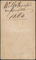 1868 A Wolf család Békésről, keményhátú fotó, 10×6 cm