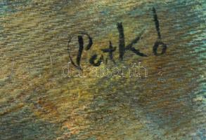 Patkó jelzéssel: Házak. Olaj, farost. Jelzett. 26x35 cm