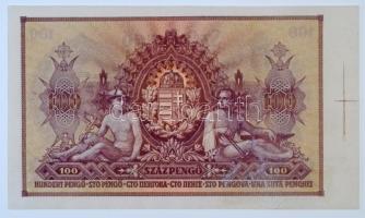 1943. 100P "Szálasi-kiadás" kiadatlan, sor- és sorozatszám nélkül, ívből kivágva, ívszélle...