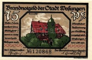 Német Birodalom/Weimari Köztársaság/ Wasungen 1921.50Pf (4x) + 75Pf (2x) összesen 6klf db, teljes so...