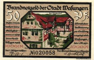 Német Birodalom/Weimari Köztársaság/ Wasungen 1921.50Pf (4x) + 75Pf (2x) összesen 6klf db, teljes so...