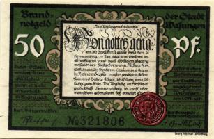 Német Birodalom/Weimari Köztársaság/ Wasungen 1921.50Pf (4x) + 75Pf (2x) összesen 6klf db, teljes so...