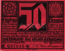 Német Birodalom/Weimari Köztársaság/ Erfurt 1921. 50Pf (5x) összesen 5klf db, teljes sor T:I