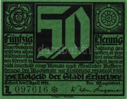 Német Birodalom/Weimari Köztársaság/ Erfurt 1921. 50Pf (5x) összesen 5klf db, teljes sor T:I