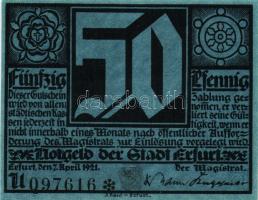 Német Birodalom/Weimari Köztársaság/ Erfurt 1921. 50Pf (5x) összesen 5klf db, teljes sor T:I