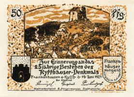 Német Birodalom/Weimari Köztársaság/ Frankenhausen 1921. 50Pf (6x) összesen 6klf db, teljes sor T:I