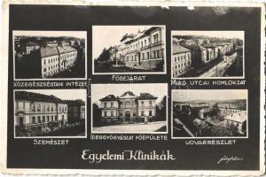 Kolozsvár, Cluj; Egyetemi klinikák, Közegészségtani intézet, szemészet, ideggyógyászat, főbejárat, Mikó utcai homlokzat, udvar / university clinics, main entry, street, courtyard, Institute of Public Health, Ophthalmology, Neurology (EK)