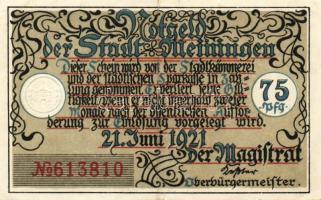 Német Birodalom/Weimari Köztársaság/ Meiningen 1921. 75Pf (4x) összesen 4klf db, teljes sor T:I,II(1...