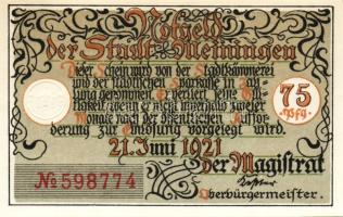 Német Birodalom/Weimari Köztársaság/ Meiningen 1921. 75Pf (4x) összesen 4klf db, teljes sor T:I,II(1...