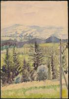 Vegyes grafikai tétel, 4 db, 1 db jelzett, 3 db akvarell, 1 db ceruza, papír, egy szélén szakadásokk...