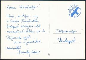 Demszky Gábor szórólapja, hátoldalon aláírásával