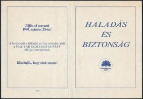 1990 Haladás és biztonság - Szocialista Párt röplap