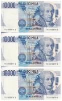 Olaszország 1984. 10.000L (3x) sorszámkövető T:I Italy 1984. 10.000 Lire (3x) sequential serials C:UNC