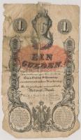 1858. 1G vízjeles papíron T:V ragasztott, javítva Austrian Empire 1858. 1 Gulden on watermarked paper C:Pr sticked, repared Adamo G87