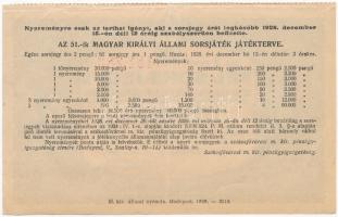 Budapest 1928. "51. Magyar Királyi Állami Sorsjáték" fél sorsjegy 1P értékben T:III