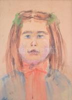 Mattoni jelzéssel: Lány. Akvarell, papír. 40x30 cm üvegezett keretben