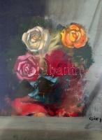 Csók jelzéssel: Rózsák. Akvarell, papír. 32x24 cm keretben
