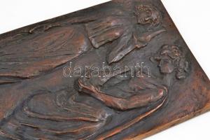 Törley Mária (1950-): Lányok, borosüveggel. Bronz. Jelzett. 24x16 cm