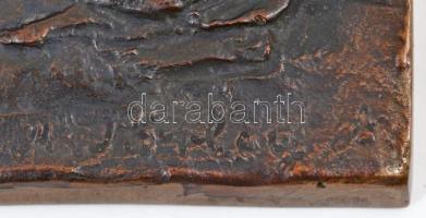 Törley Mária (1950-): Lányok, borosüveggel. Bronz. Jelzett. 24x16 cm