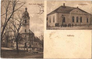 1915 Kéthely (Somogy), Római katolikus templom, községháza. Szakovits Vendel kiadása (EK)