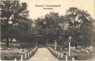 1909 Kovácspatak, Kovacov; park, vendéglő / park, restaurant (fa)