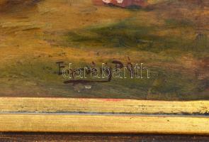 Egerváry Potemkin Ágost (1858-1930): Istálló lóval. Jelzett, Olaj, fa. 26x40 cm Keretben