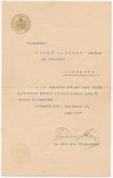 1917. Postai alkalmazottnak írott gratuláló levél a III. osztályú polgári hadi érdemkereszt elnyeréséhez, a Magyar Királyi Posta főigazgatójának, Demény Károlynak saját kezű aláírásával, vízjeles papíron, eredeti borítékban
